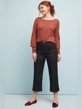 Pilcro Anthropologie Cropped Wide Leg Jeans Polka Dot High Rise Ankle Length 30